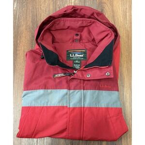 LL Bean Winter Rain Jacket Mens XL Red 0WV85 Hooded Vintage